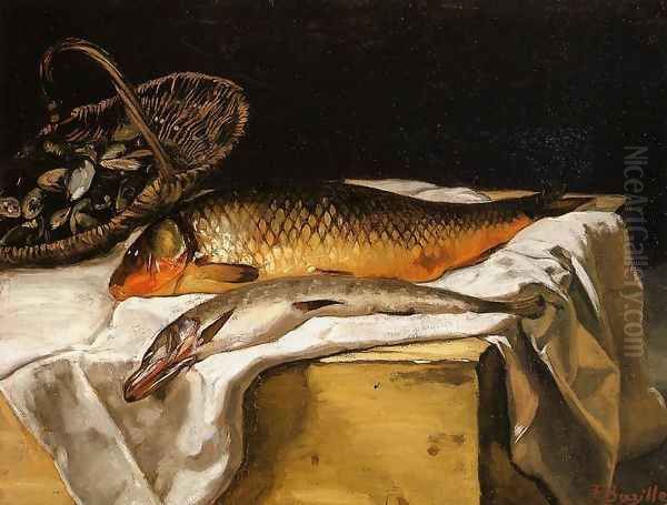 Still Life with Fish Oil Painting by Jean Frederic Bazille