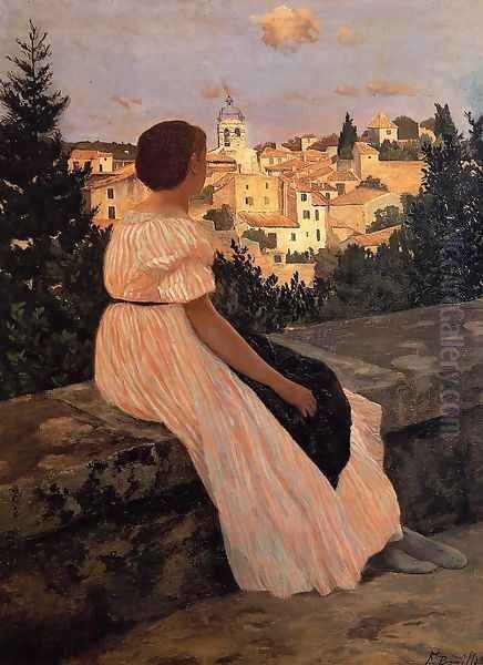 The Pink Dress Oil Painting by Jean Frederic Bazille