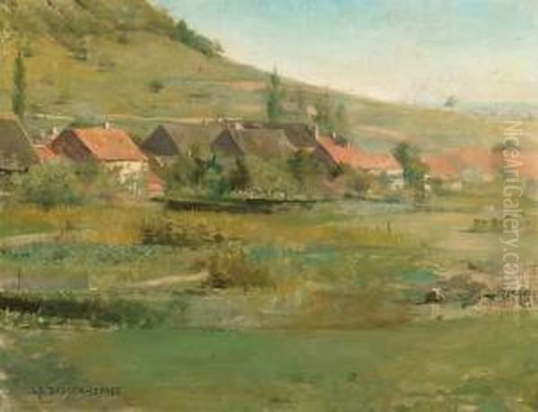 Village Oil Painting by Jules Bastien-Lepage