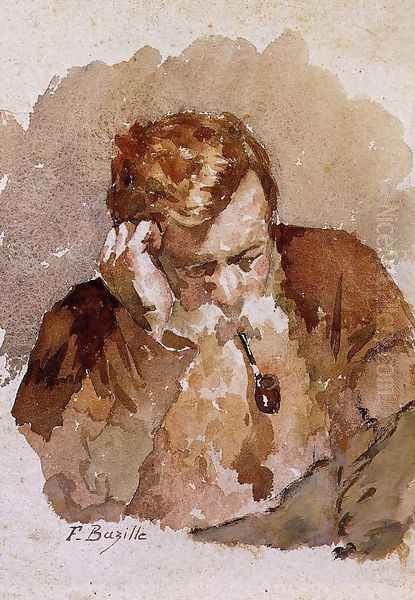 Man with a Pipe Oil Painting by Jean Frederic Bazille