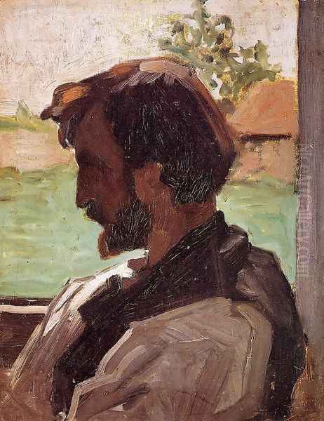 Self Portrait at Saint-Sauveur Oil Painting by Jean Frederic Bazille