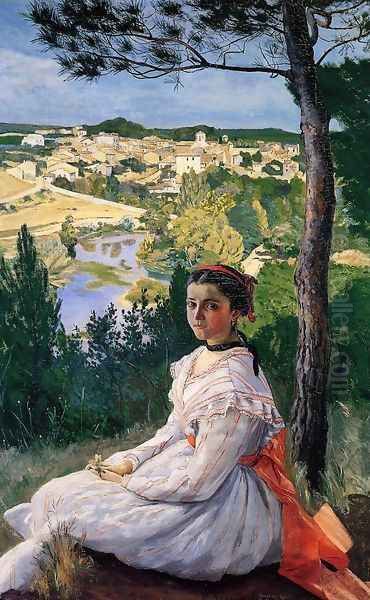 View of the Village Oil Painting by Jean Frederic Bazille