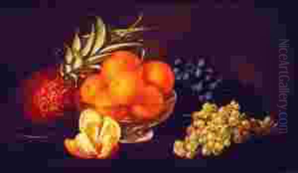 Still Life With Grapes, Oranges And Pineapple Oil Painting by Frederick Stone Batcheller