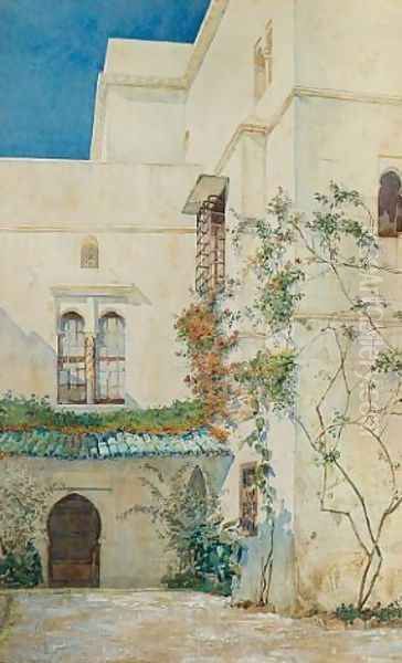 A courtyard in Algiers 1895 Oil Painting by Reginald Barratt