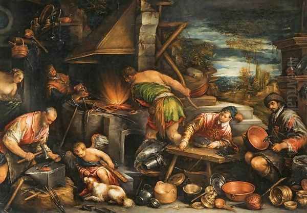 The Forge of Vulcan Oil Painting by Francesco, II Bassano