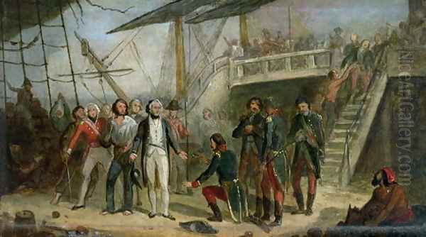 Nelson Boarding the 'San Josef' on 14th February 1797 after Sir John Jervis' victory off Cape St. Vincent Oil Painting by Thomas Jones Barker