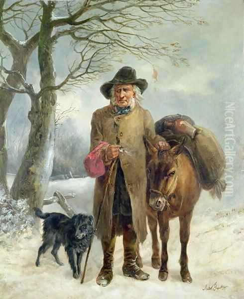 Gathering winter fuel Oil Painting by Thomas Jones Barker