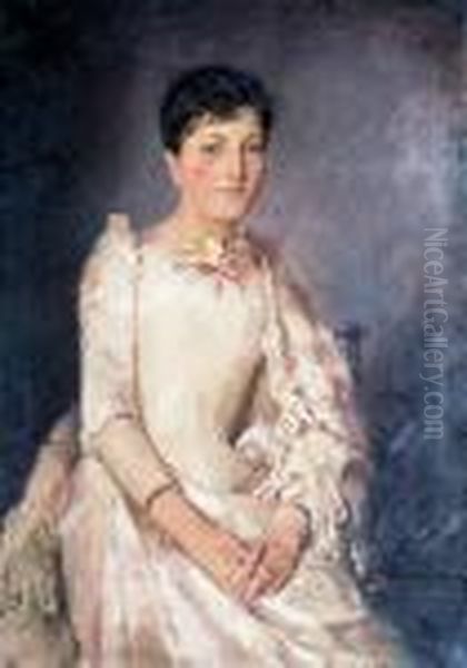 Portret Janiny Ostoi-ostaszewskiej, 1890 R. Oil Painting by Stanislaw Batowski-Kaczor