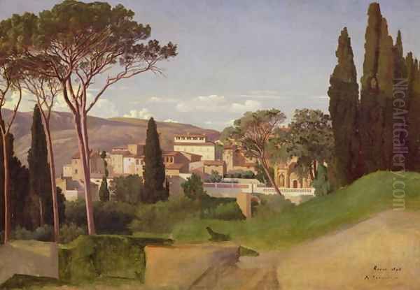 View of a Roman Villa 1844 Oil Painting by Jean Achille Benouville