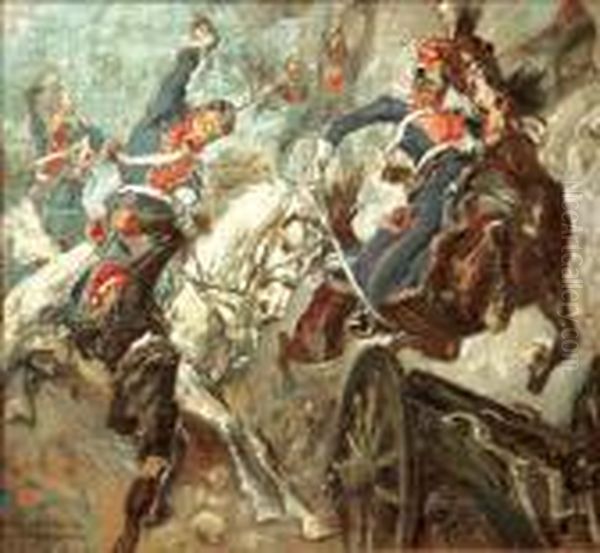 Somosierra, 1808 Oil Painting by Stanislaw Batowski-Kaczor