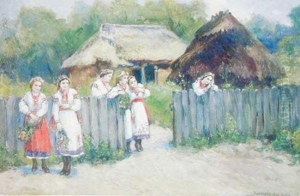 Huculki, 1940 R. Oil Painting by Stanislaw Batowski-Kaczor