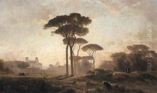 Villa Medici, Rome 1864 Oil Painting by Jean Achille Benouville