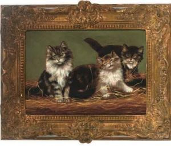 Three Kittens Oil Painting by Arthur Batt