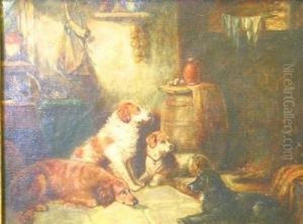 Batt, Attrib. - Dogsafter The Hunt Oil Painting by Arthur Batt