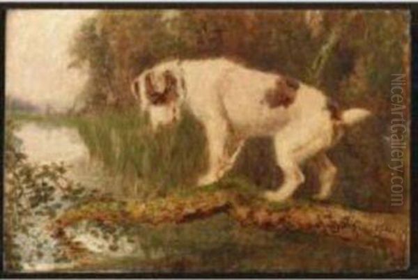 A Terrier On A Branch Oil Painting by Arthur Batt