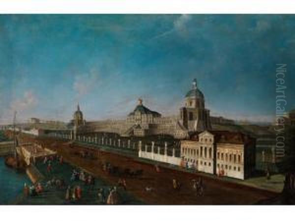 Ansicht Eines Spanischen Barockpalastes(konglicher Palast Von Aranjuez) Oil Painting by Francesco Battaglioli