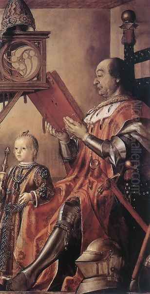 Prince Federico da Montefeltro and his Son 1480-81 Oil Painting by Pedro Berruguette