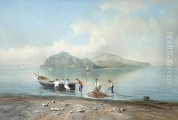 Fischer In Der Bucht Von Neapel Oil Painting by Giovanni Battista