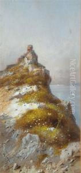 A Rocky Headland Oil Painting by Giovanni Battista