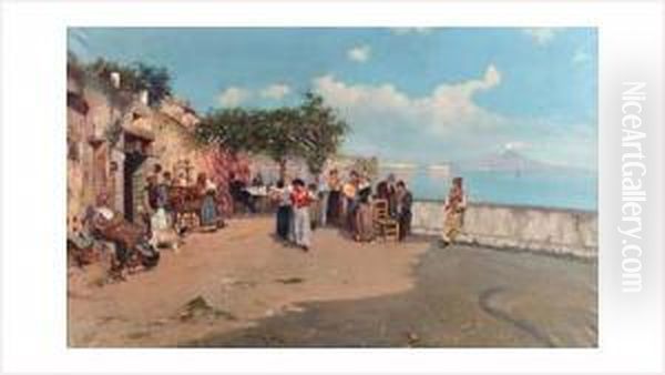 Baie De Naples: Fete Sur La Terrasse Oil Painting by Giovanni Battista