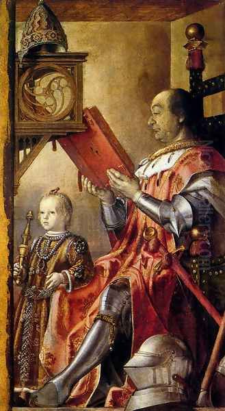 Federico Da Montefeltro With His Son Guidobaldo Oil Painting by Pedro Berruguette