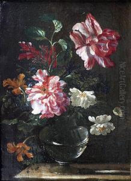 Bouquet De Fleurs Dans Un Vase Oil Painting by Nicolas Baudesson