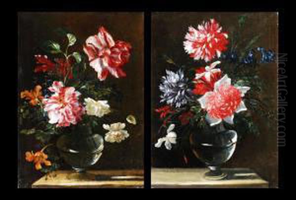 Gemaldepaar
 Blumenstillleben Oil Painting by Nicolas Baudesson