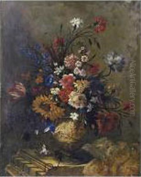 Bouquet De Fleurs Oil Painting by Nicolas Baudesson