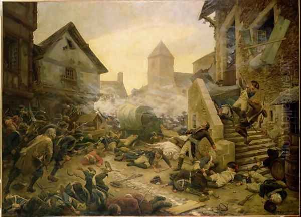 Combat at Cholet, or The Suicide of General Moulin in 1794, 1900 Oil Painting by Jules Benoit-Levy