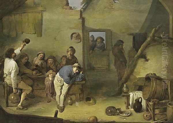 Tavern Interior 1630s Oil Painting by Pieter de Bloot