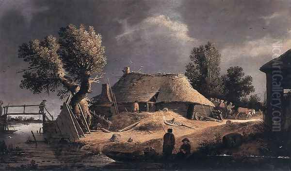 Landscape with Farm Oil Painting by Pieter de Bloot