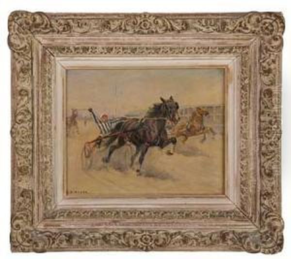 Harness Race Oil Painting by C. Bauer