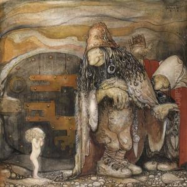 En Sadan Elandig Liten Bleknos Oil Painting by John Bauer