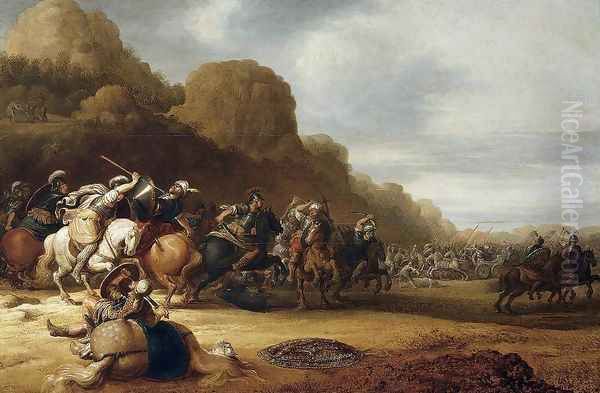 Cavalry Battle Scene 1656 Oil Painting by Gerrit Claesz Bleker