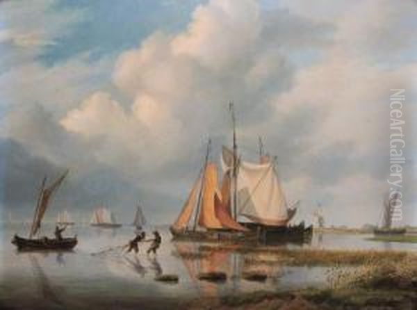 A Gentle Day On The Zuyder Zee Oil Painting by Nicolaas Bauer