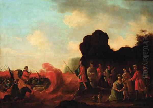 Moses commanding the waters of the Red Sea to close Oil Painting by Gerrit Claesz Bleker