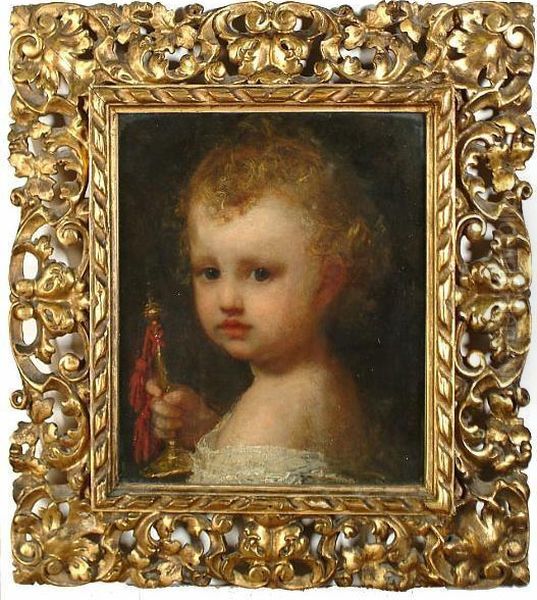 Portrait Of A Young Child Oil Painting by Karl Wilhelm Friedrich Bauerle