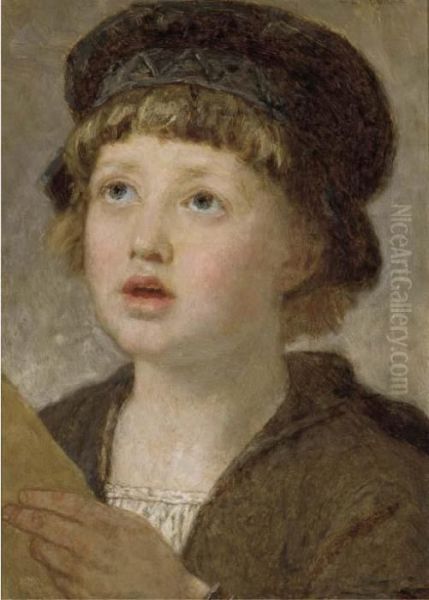 The Choir Boy Oil Painting by Karl Wilhelm Friedrich Bauerle