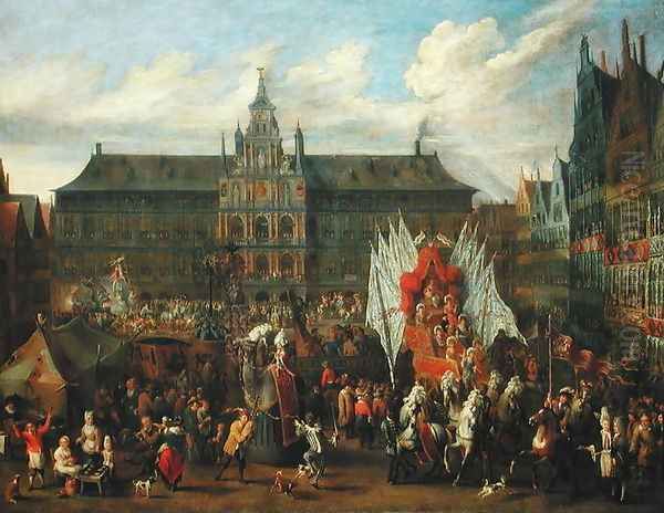 A Procession at Antwerp, 1697 Oil Painting by Alexander van Bredael