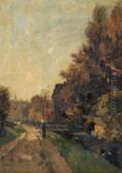 Boerin Op Landweg Oil Painting by Victor Bauffe