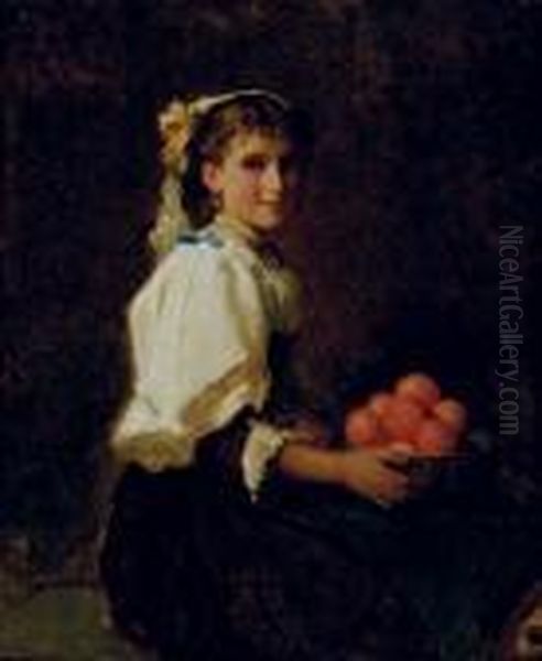 Seated Girl Holding Oranges Oil Painting by Charles Baugniet