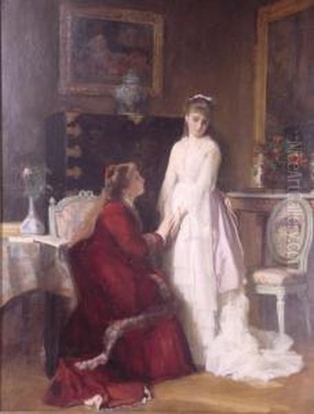 The Bride And Her Sister Oil Painting by Charles Baugniet