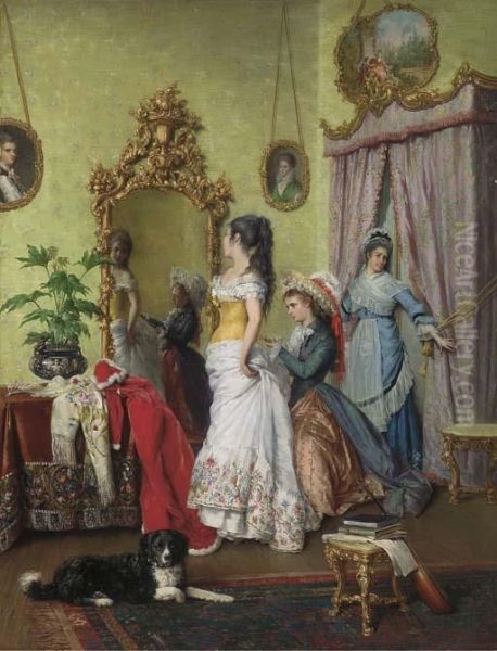 Getting Ready For The Ball Oil Painting by Charles Baugniet