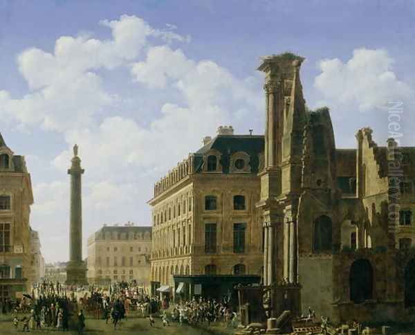 La Place Vendome, 1808 Oil Painting by Etienne Bouhot