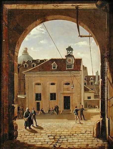 Institution Sainte-Barbe, Rue de Reims, in 1824 Oil Painting by Etienne Bouhot