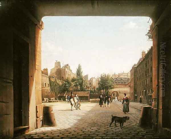 The Courtyard of the Institut de France, 1825-62 Oil Painting by Etienne Bouhot