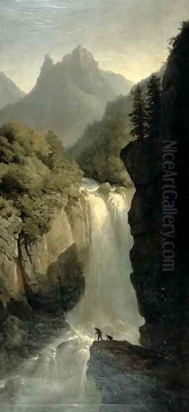 Waterfall in the Black Forest Oil Painting by Josephine Bowes