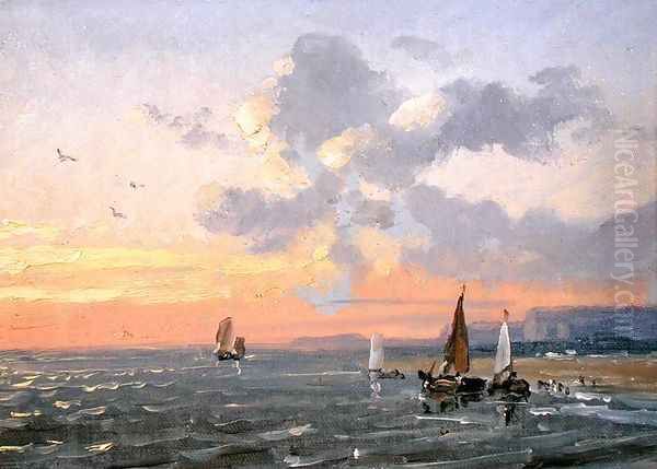 Sea View, Sunset Oil Painting by Josephine Bowes