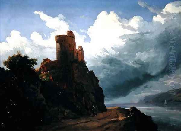 The Castle on the Cliff Oil Painting by Josephine Bowes