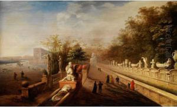 Blick In Den Park Der Villa D'este Oil Painting by Johann Wilhelm Baur